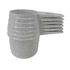 Set of 6 Vintage Tupperware‎ Nesting Measuring Cups White/Gray Speckled